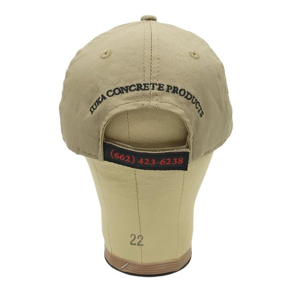 Iuka Concrete Products Khaki Strapback Cap Trucker Baseball Hat Embroidered Logo - Picture 4 of 12